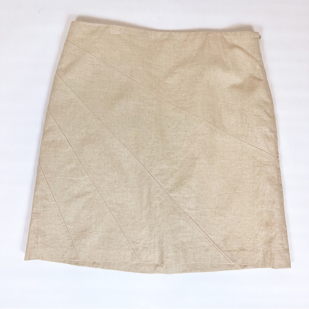 Parallel Ivory Linen Cotton Blend Mini Skirt Size 10